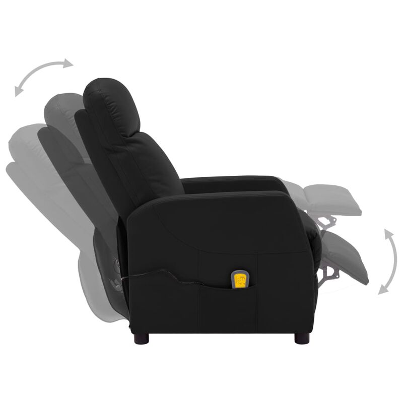 Massage Recliner Black Faux Leather