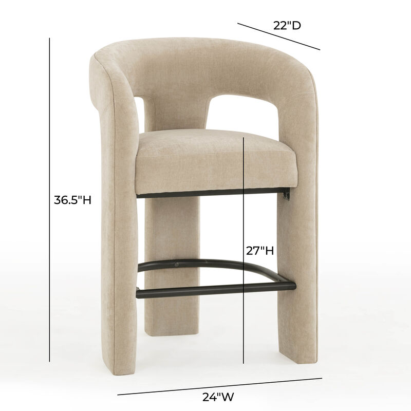 Malone Taupe Performance Chenille Counter Stool image number 6