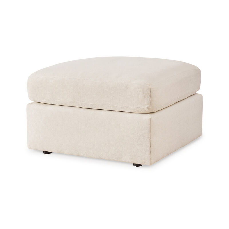 Meso Oversized Square Ottoman, Oyster Ivory Nuvella Polyester, 32 Inch - Benzara