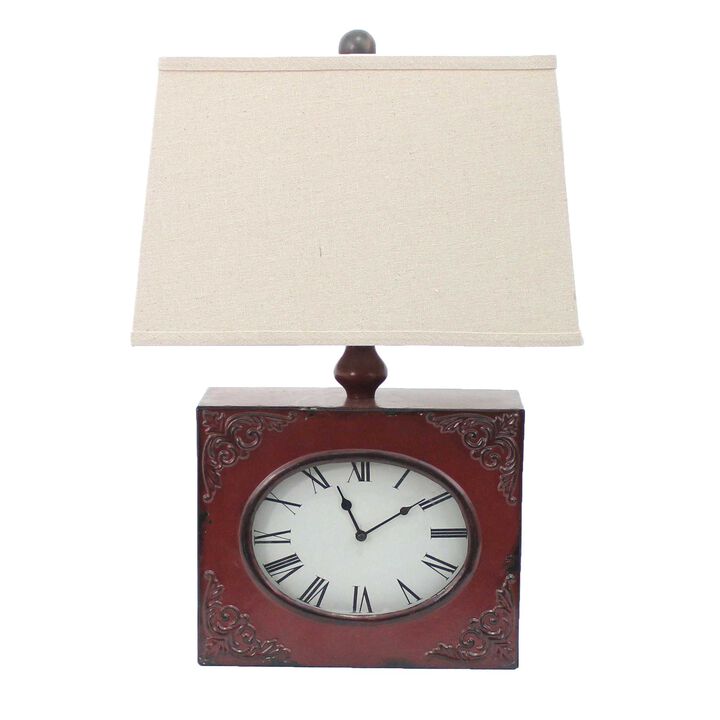 Vintage Metal Clock Base Table Lamp for Living Room, Bedroom, or Office