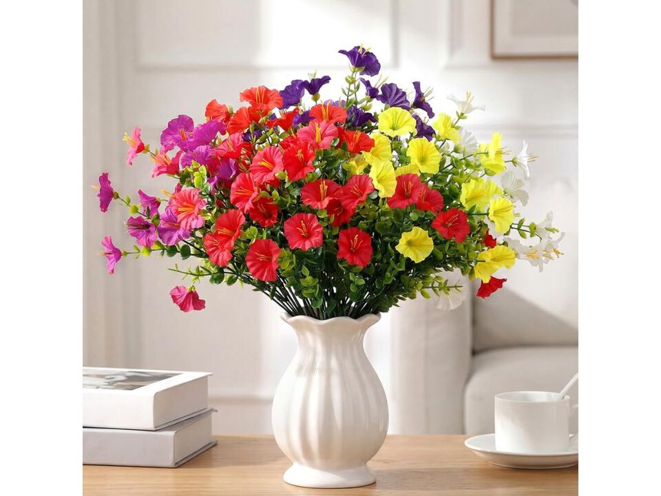 42 Bundle Artificial Morning Glory Flowers UV Resistant Outdoor Window Box Decor