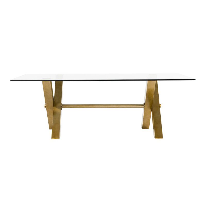 Modrest Dandy - Modern Golden & 15mm Glass Dining Table