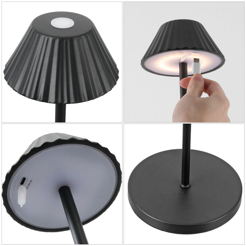 Mallory 44" Modern Minimalist Indoor/Outdoor Iron Pleated Shade Rechargeable/Cordless Dimmable Integrated LED Floor Lamp