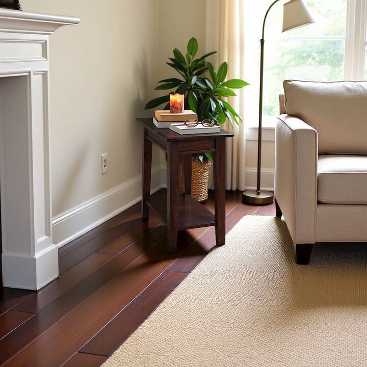 Cherry Brown Chairside Table with Shelf, Starlight Canyon Home