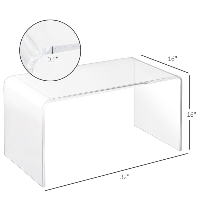 Modern Transparency: 32" Clear Acrylic C-Shaped Coffee Table