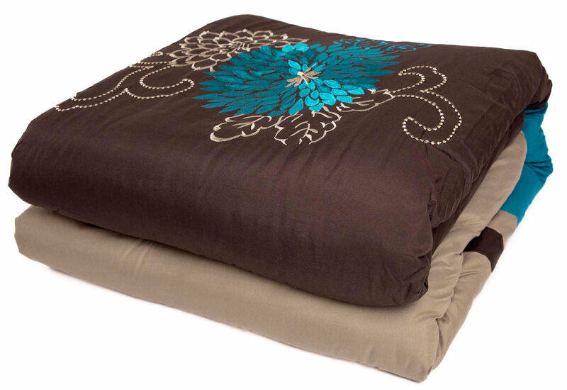Legacy Decor Bed in a Bag Comforter Set With Nice Floral Embroidery