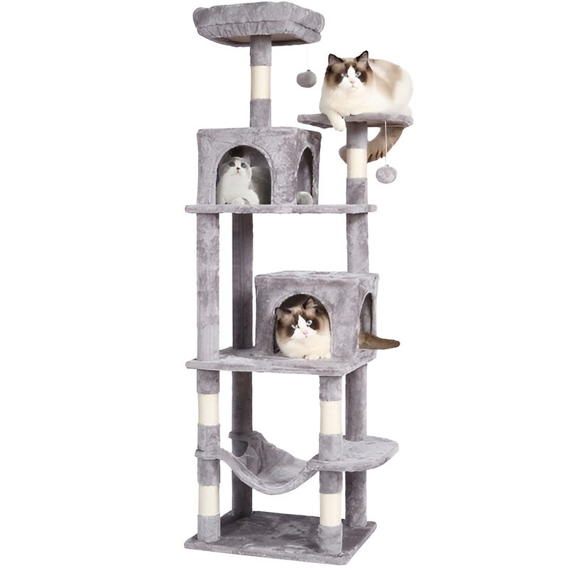 Cat Tower with 2 Condos and Sisal Scratching Posts, Multi-Level Tree for Indoor Cats