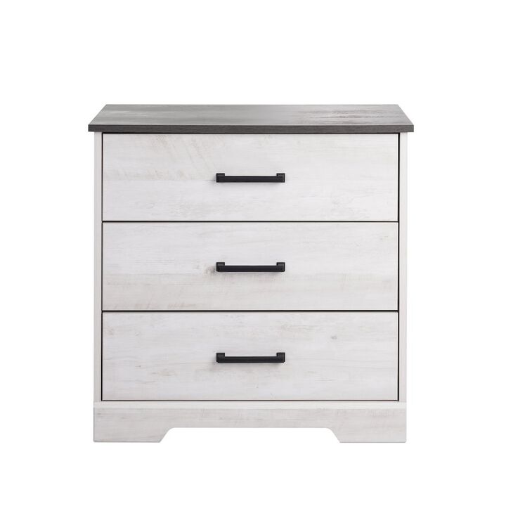 Prepac Nightstand Bedside Table, Washed White Nightstand for Bedroom