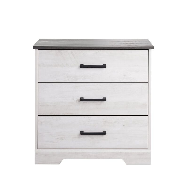 Prepac Nightstand Bedside Table, Washed White Nightstand for Bedroom