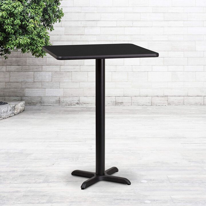 Flash Furniture 24'' Square Black Laminate Table Top with 22'' x 22'' Bar Height Table Base