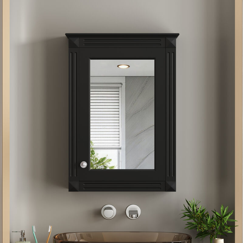 ELEMENT ACE 20 Inch Wall Mounted Bathroom Storage Cabinet with Mirror and Adjustable Shelves - Modern Space Saving Medicine Cabinet image number 3