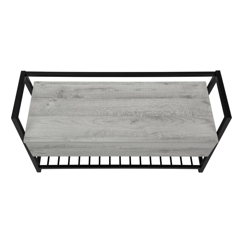 Bench, Entryway, Hallway, Storage, 42 Rectangular, Grey Laminate, Black