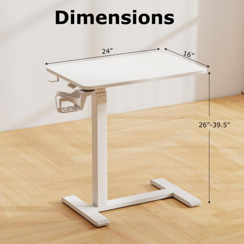 Hivvago Mobile Standing Desk Height Adjustable Overbed Bedside Table with Cup Holder