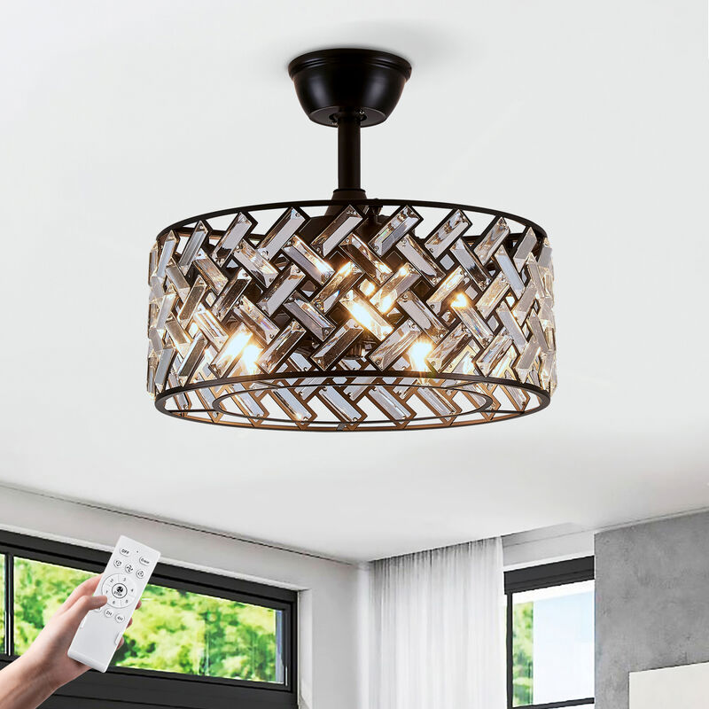 Crystal Cage Ceiling Fan with Remote Control and Quiet Reversible Motor image number 1