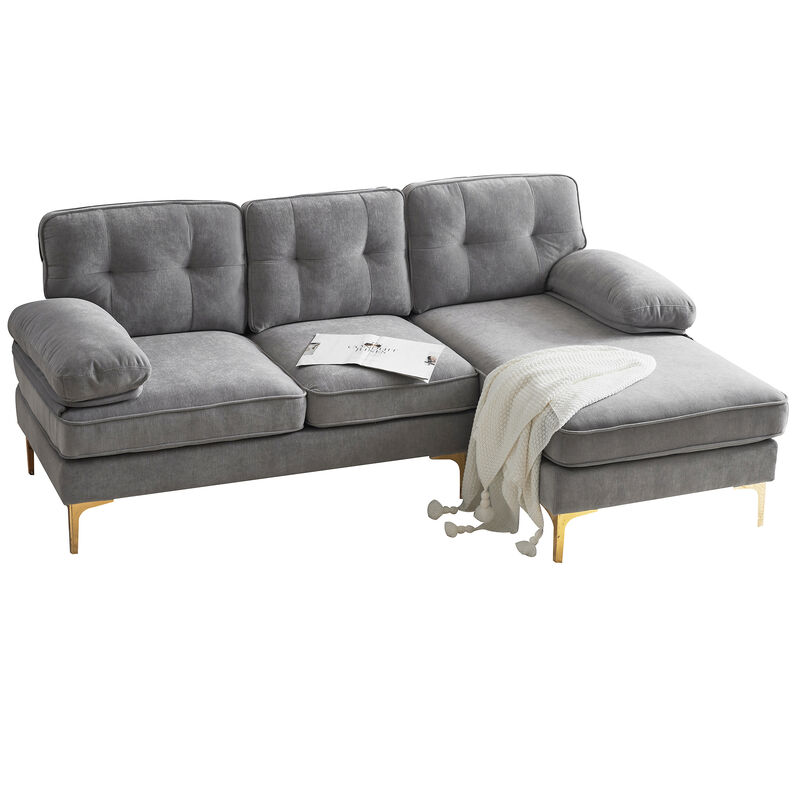 Whisen 82.6" Modern Sectional Sofas Couches Velvet L-Shaped Couches
