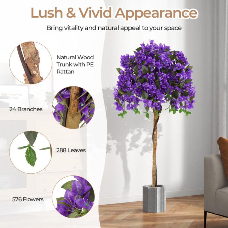 Hivvago 4.5 Feet Artificial Azalea Tree with Cement Pot