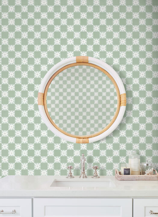 Stardust Green Checkerboard Peel & Stick Wallpaper (Set of 2)