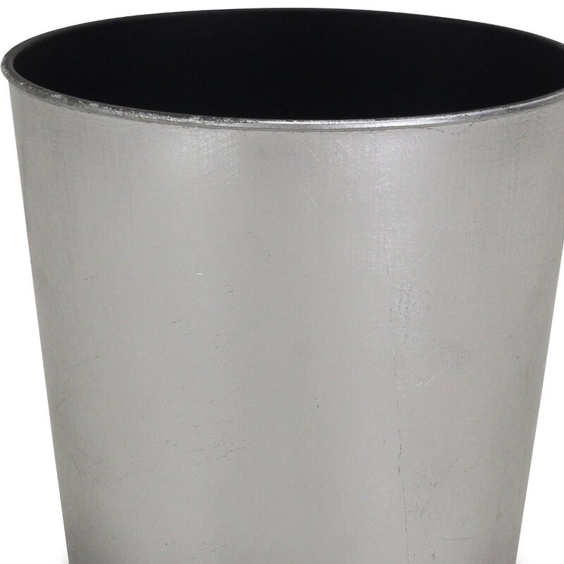HomeRoots 7" Silver Recycled Plastic Indoor Outdoor Round Pot Planter image number 2