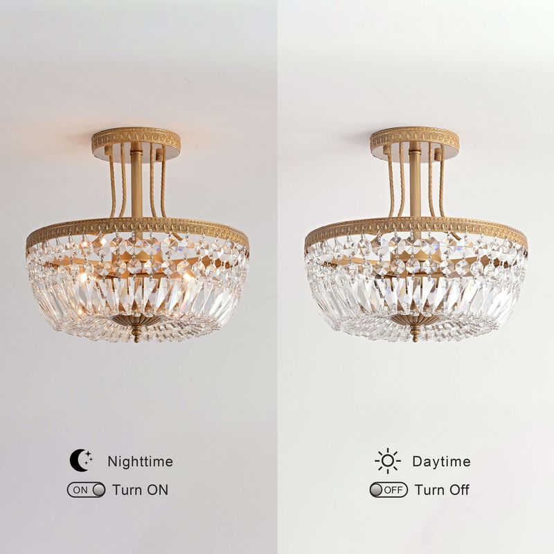 Flavia 3-Light Brushed Champagne Silver 13" Crystal Teardrop Tiered Chandelier image number 3