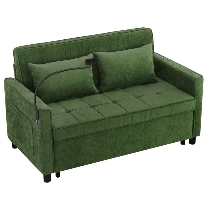 Merax Loveseat Sofa Pull-out Sofa Bed Sleeper Sofa with a Reversible Backrest Cushion