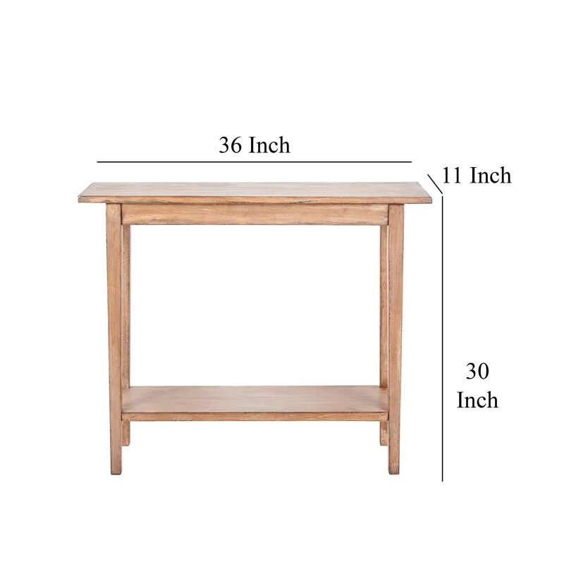 Duro Sofa Console Table with Open Shelf, Reclaimed Wood, Antique Brown