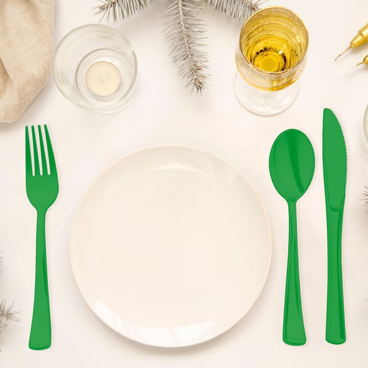 Green Plastic Party Cutlery Set (144 Sets)