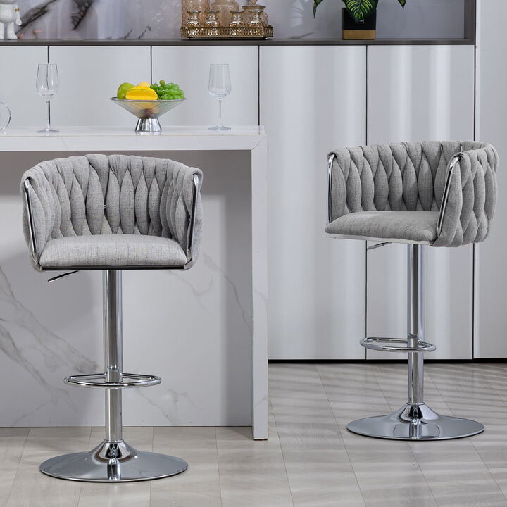 Streamdale 360 Swivel Bar Stools with Woven Back & Footrest (Set Of 2)
