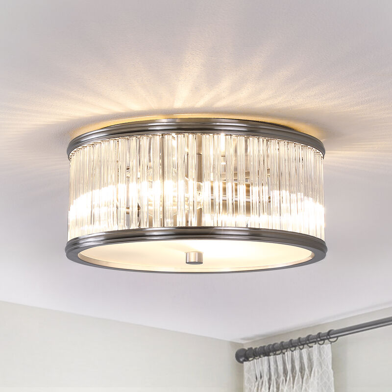 Modern 2-Light Flush Mount Ceiling Light with Clear Glass image number 1
