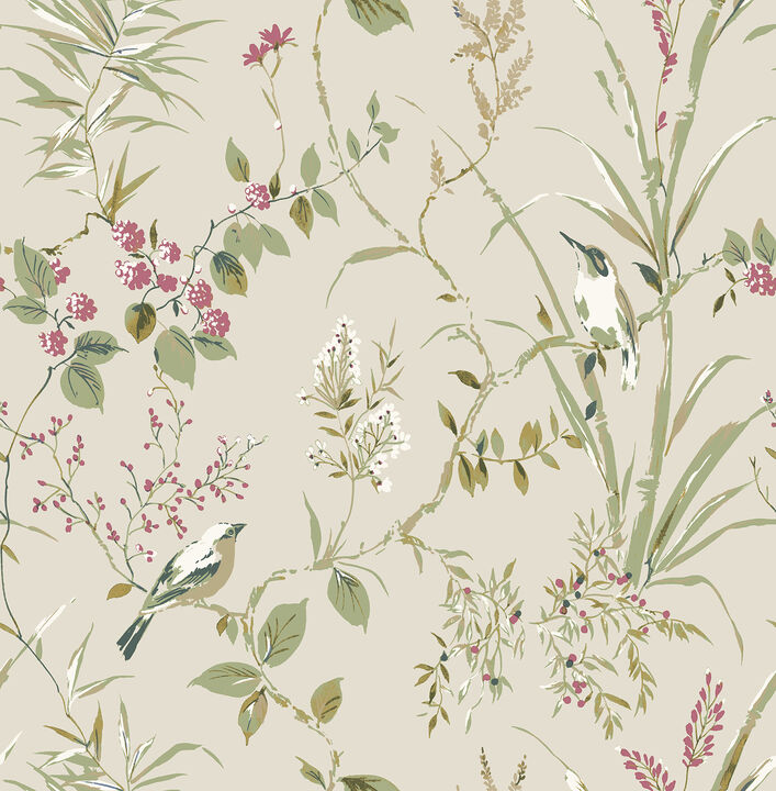 Mariko Neutral Botanical Wallpaper