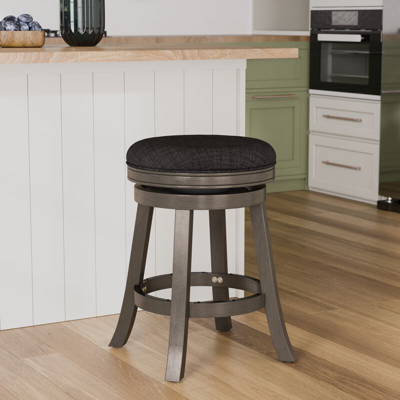 Streamdale 24" Counter Stool, Weathered Gray Finish, Charcoal Fabric Seat