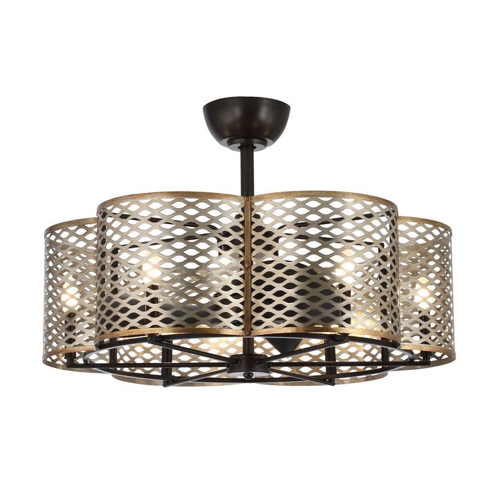 31" Modern Caged Downrod Ceiling Fan with Remote Control and Light Kits