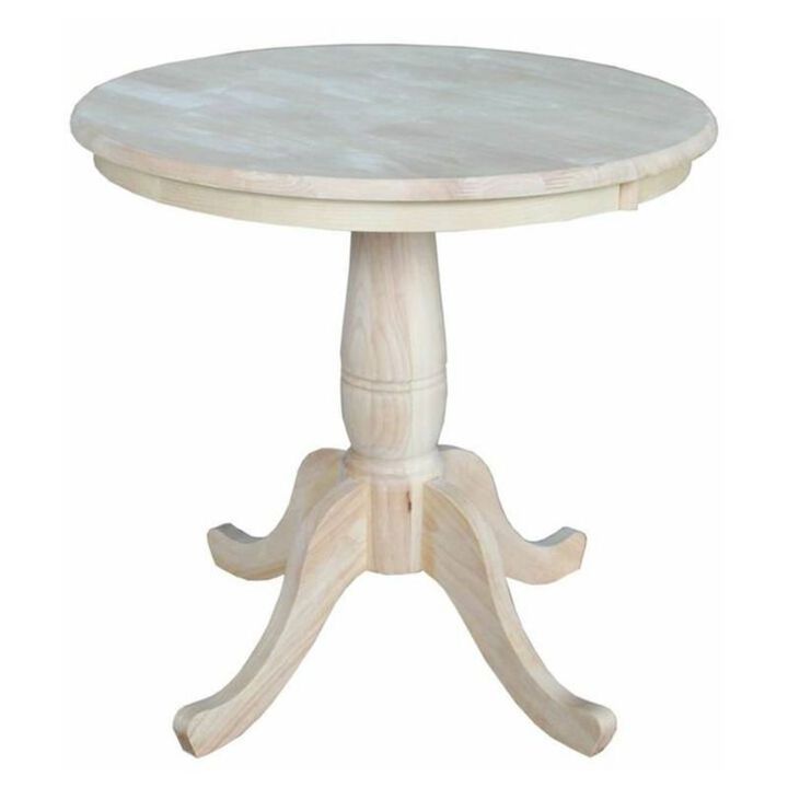 Hivvago Round 30-inch Unfinished Solid Wood Dining Table with Pedestal Base