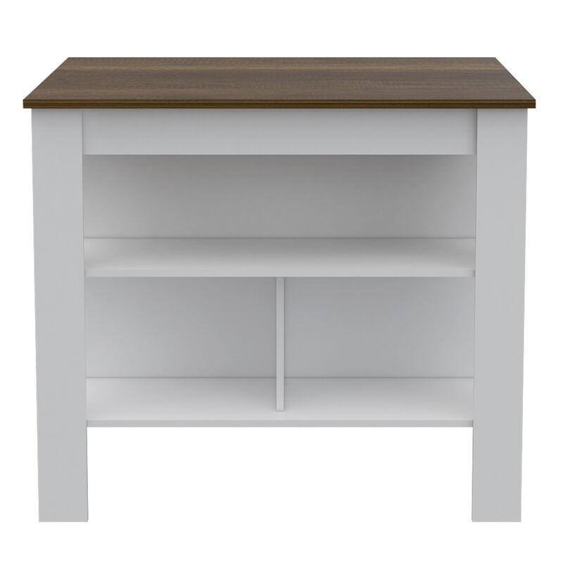 Streamdale Cala Kitchen Island, Four Legs, Three Shelves - White Walnut image number 0