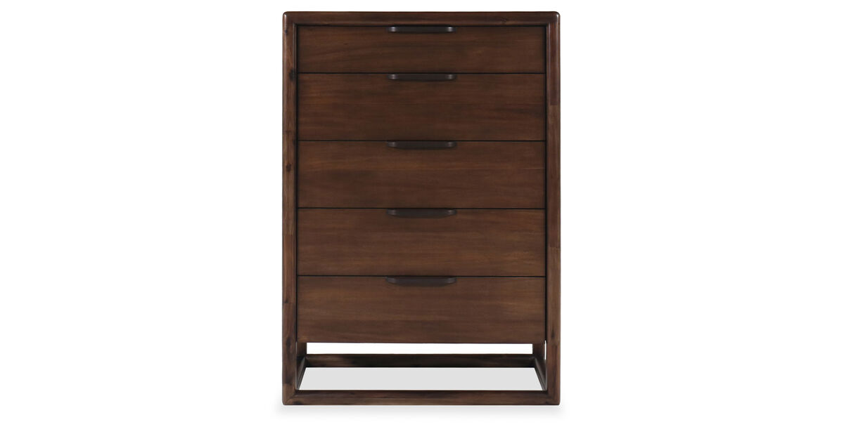 Sol Five Drawer Acacia Wood Chest in Brown Spice