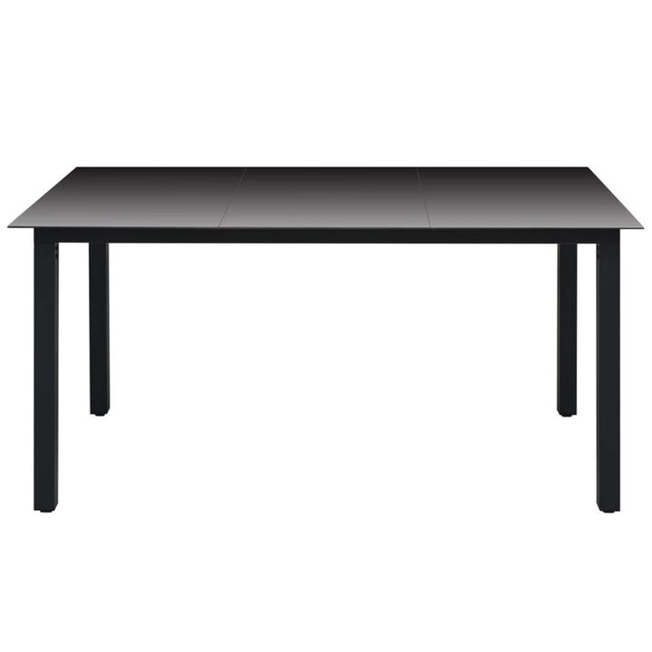 vidaXL Garden Table Black 59.1"x35.4"x29.1" Aluminium and Glass