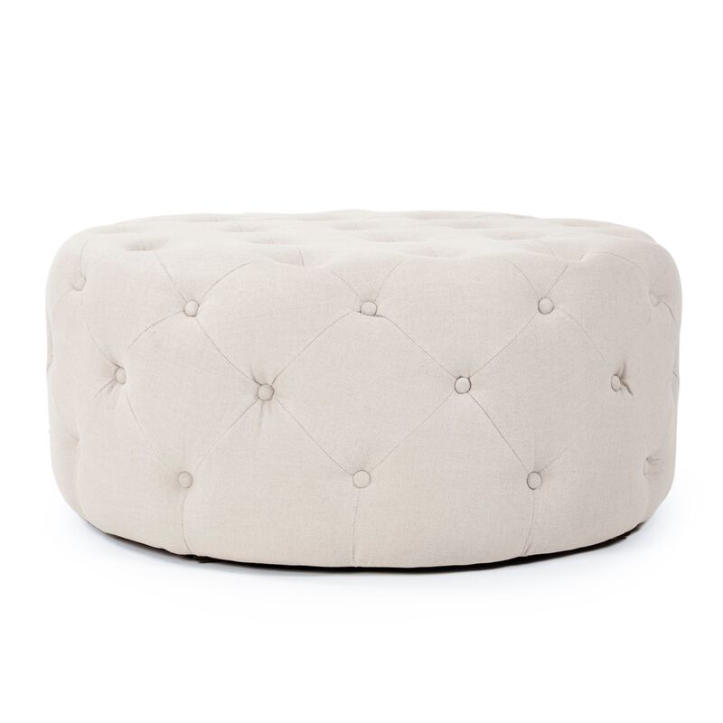 Round Tufted Ottoman image number 1