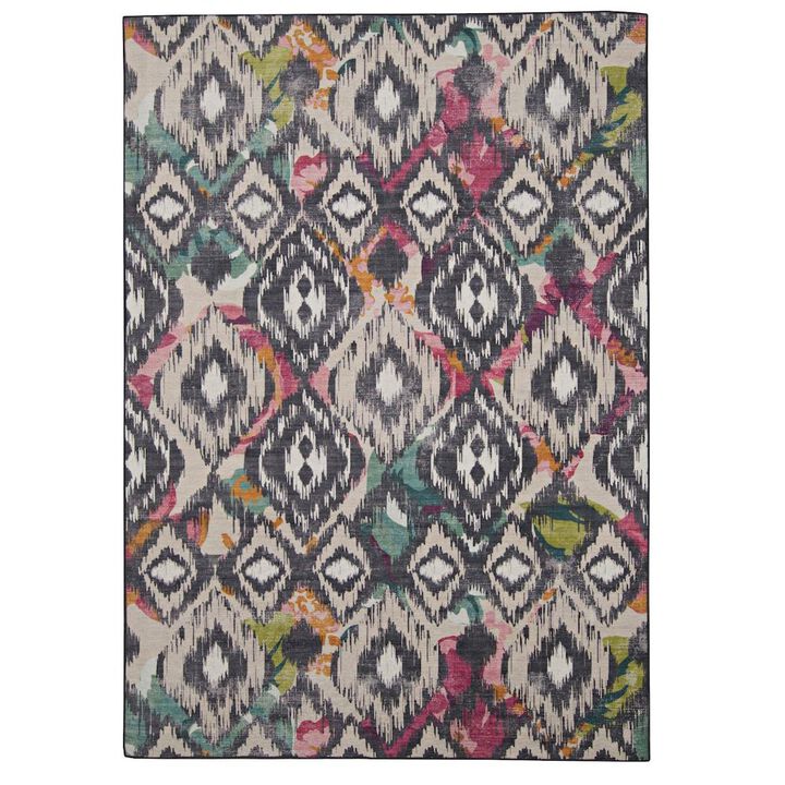 Linon Outdoor Washable Grayton Ivory & Charcoal, Rug