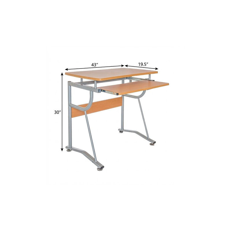 HomeRoots 43" Oak and Silver Wood and Steel Computer Desk image number 6