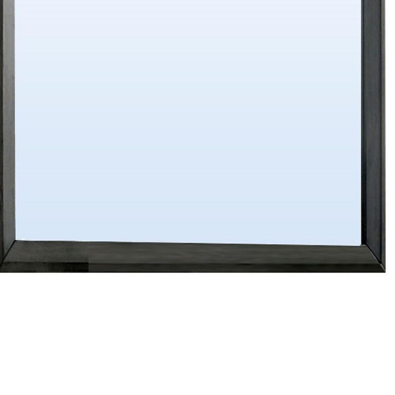 45 Inch Rectangular Wooden Frame Contemporary Mirror, Gray