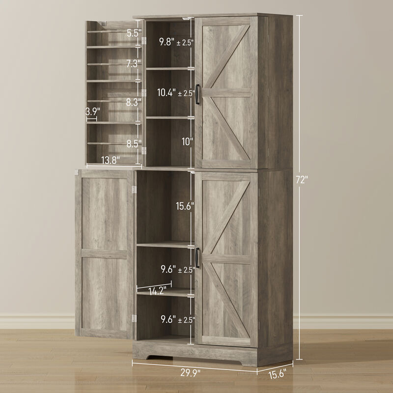 Hivvago Tall Pantry Cabinet with Adjustable and Door Shelves image number 2