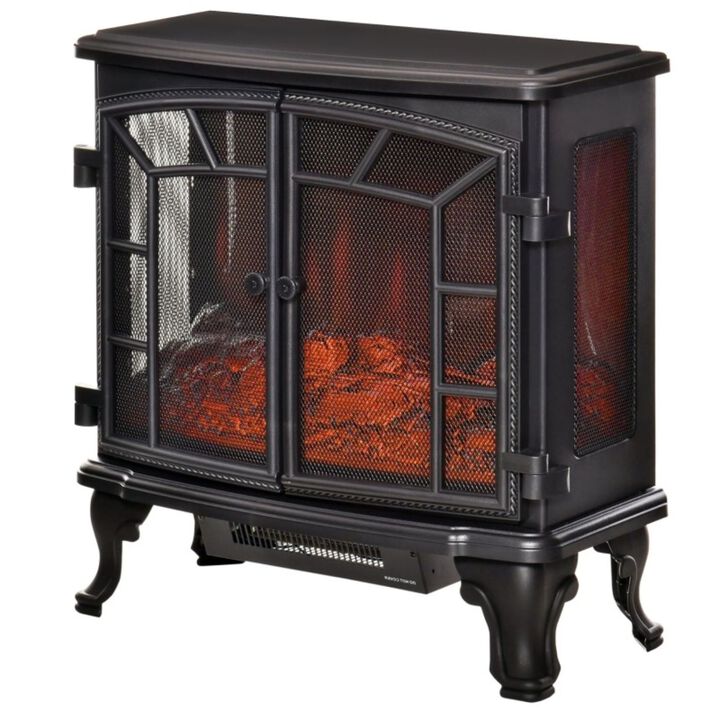 Hivvago Black Remote Controlled Electric Fireplace Heater Realistic LED Flames and Logs