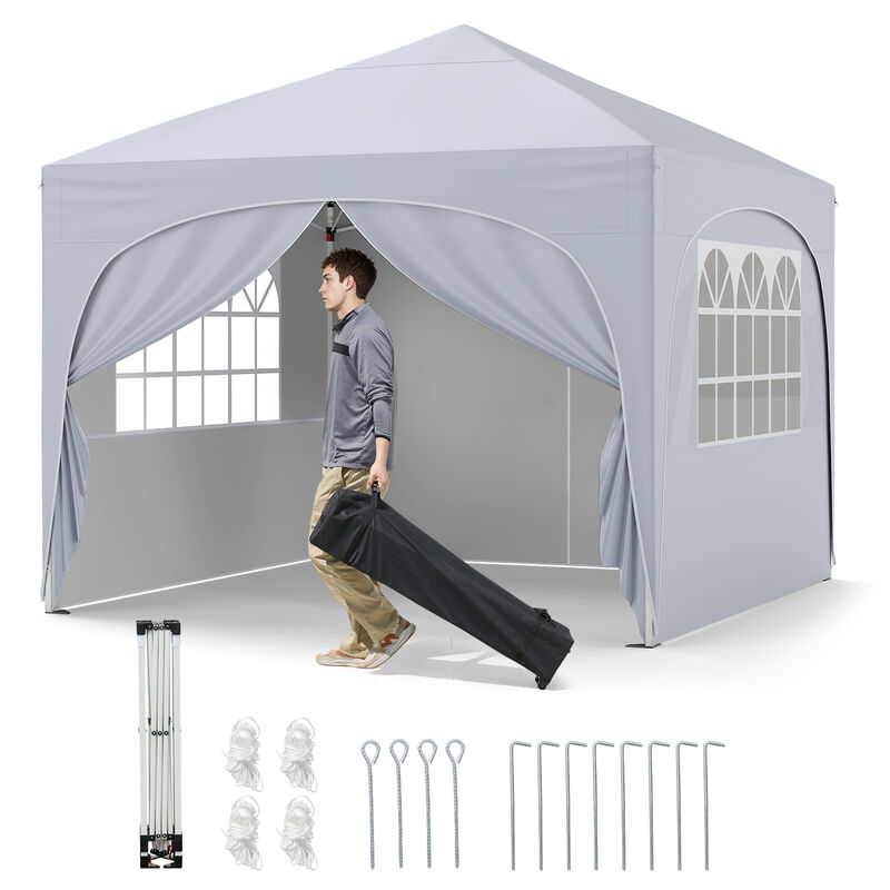 Outdoor Pop-Up Tent with 4 Detachable Side Panels &ndash; Folding Canopy for Patio, Garden, Market