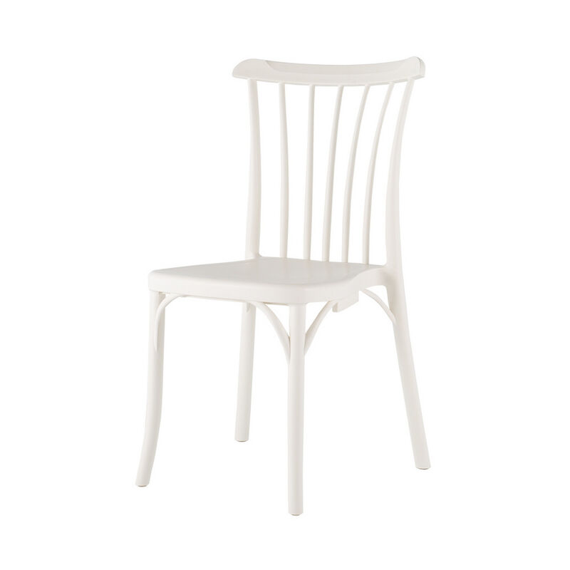 HomeRoots Set of Two White Heavy Duty Plastic Outdoor Stacking Dining Chairs image number 2