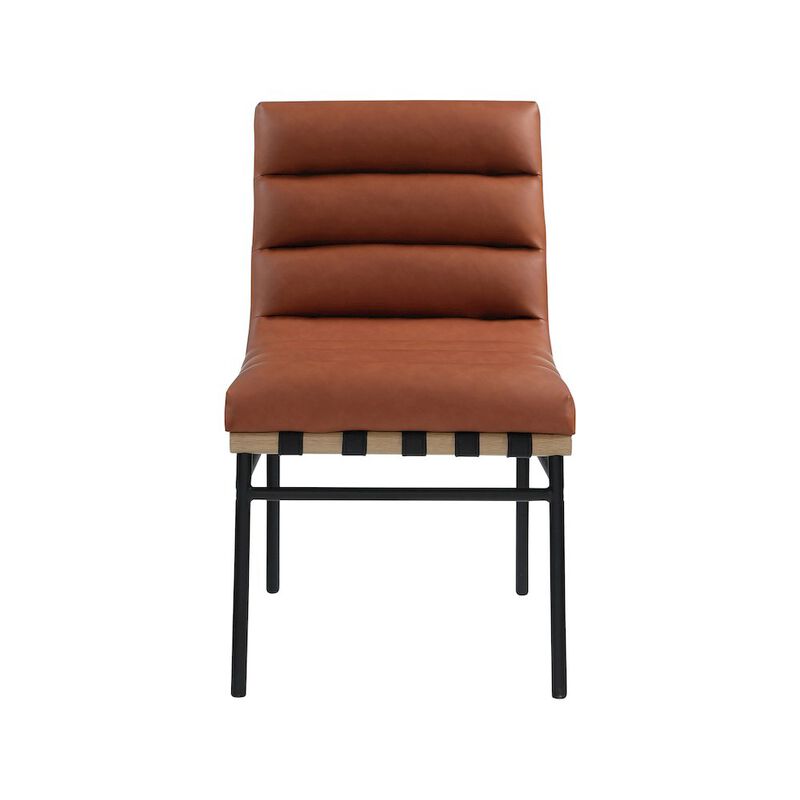 Meridian Furniture Burke Cognac Vegan Leather Dining Chair, Set of 2