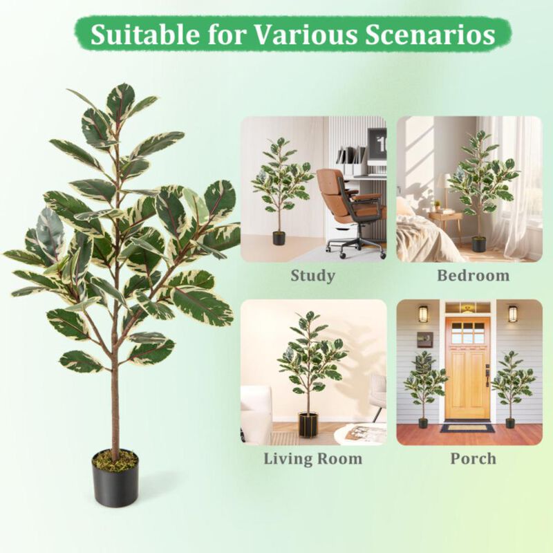 Hivvago 2 Pack 4.3 Feet Tall Artificial Bird of Paradise Plant Fake Banana Leaf