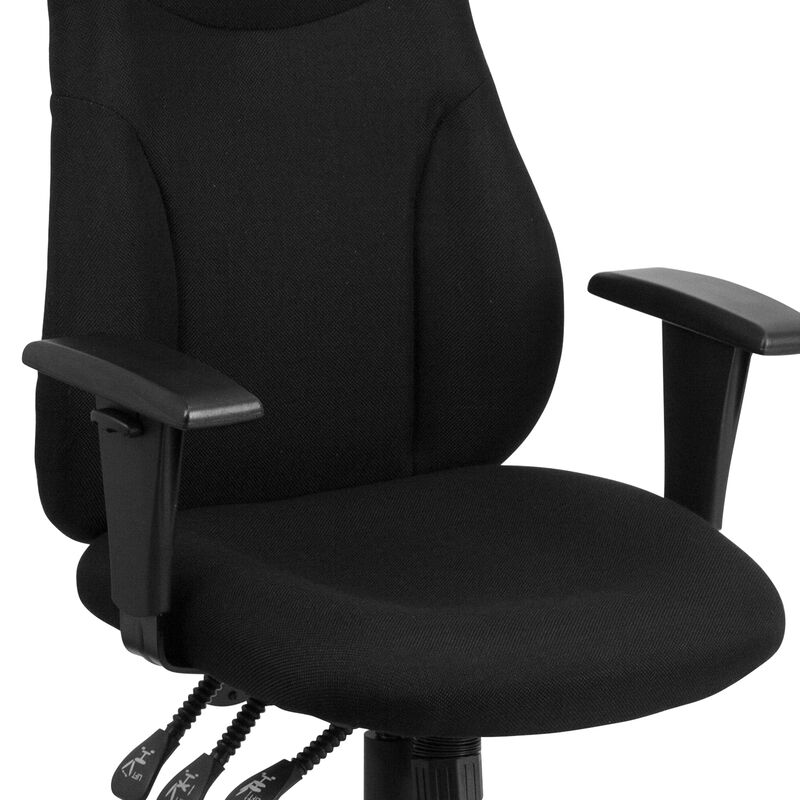 Hughes High Back Fabric Multifunction Swivel Ergonomic Task Office Chair with Adjustable Arms image number 7