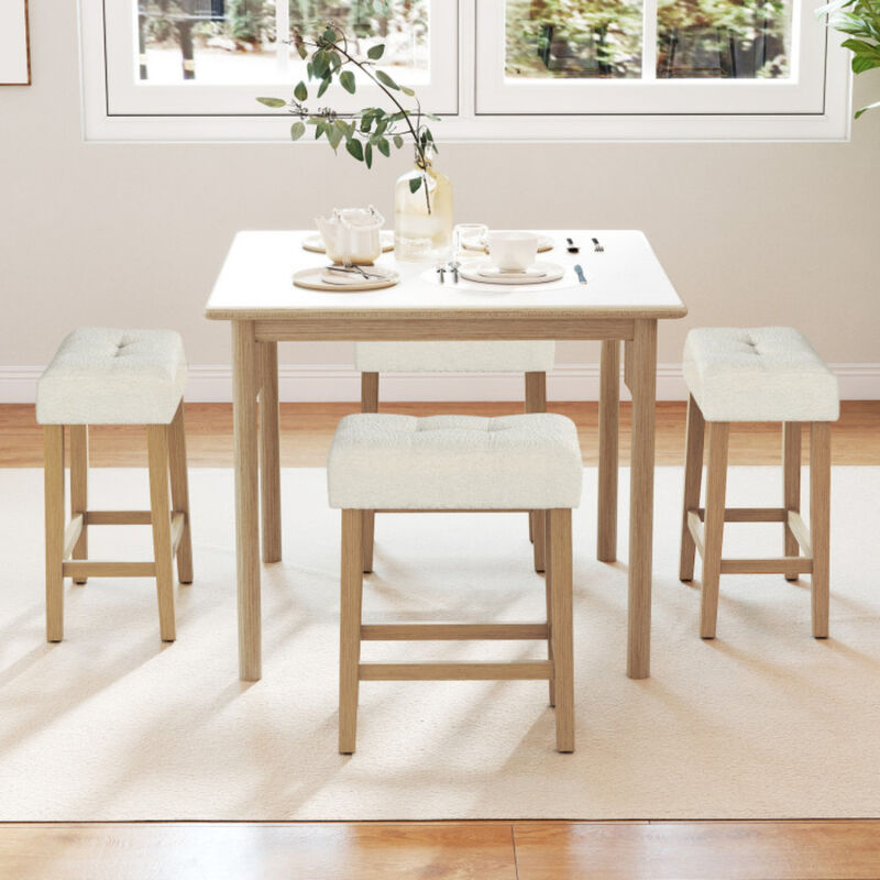 2-Piece Modern Counter Height Bar Stools with Durable Rubber Wood Legs image number 3