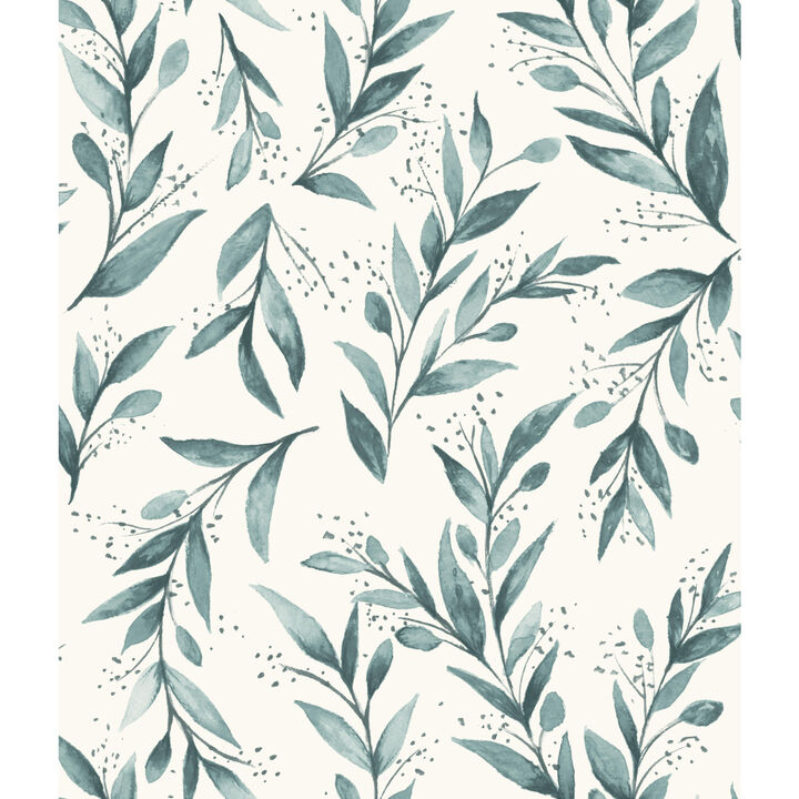 Weekends Olive Branch Teal Wallpaper