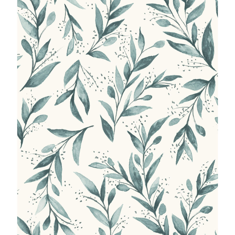 Weekends Olive Branch Teal Wallpaper image number 0