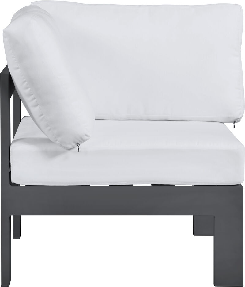 Meridian Furniture Nizuc White Water Resistant Fabric Outdoor Patio Aluminum Corner Chair image number 3